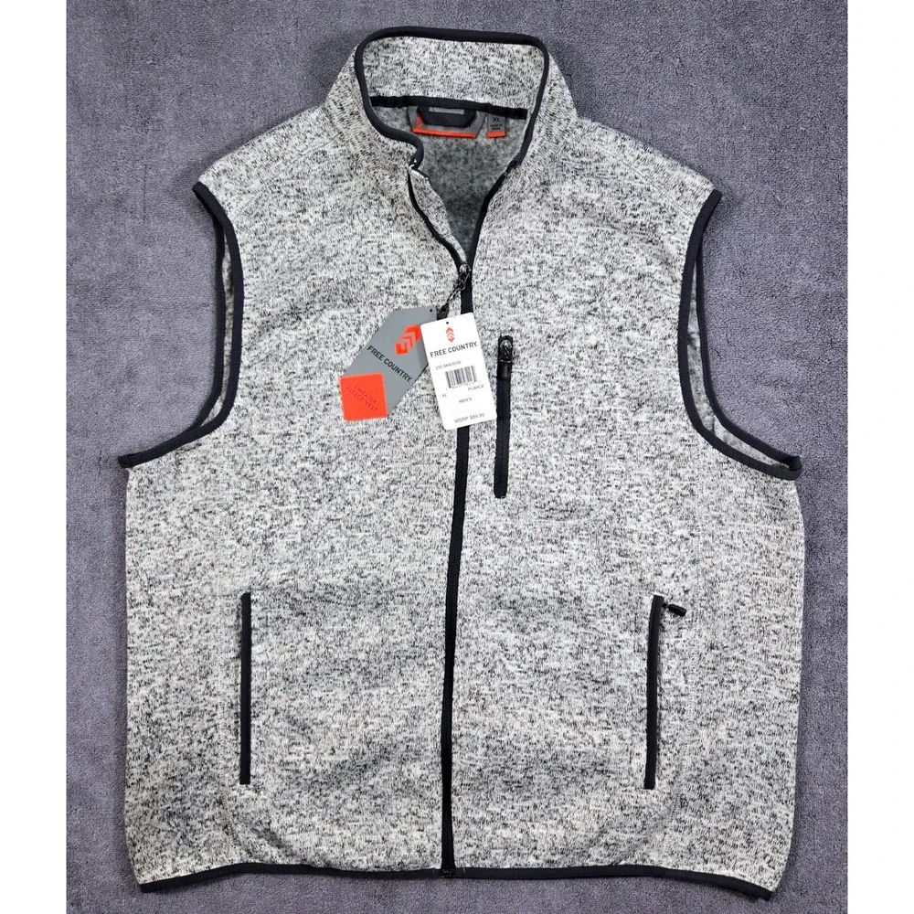 Free Country Sweater Fleece Vest Mens XL Pumice Grey NWT New With Imperfection